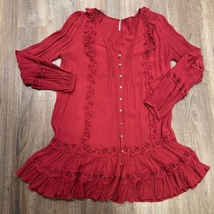 Free people boho button up midi dress w cami